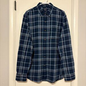 J. Crew #BU178 Men's L/S Blue Plaid Classic Flannel Button-Front Shirt L NWT